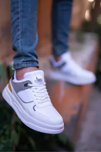 سنيكرز كاجوال كاجوال نعل أبيض سميك للرجال 