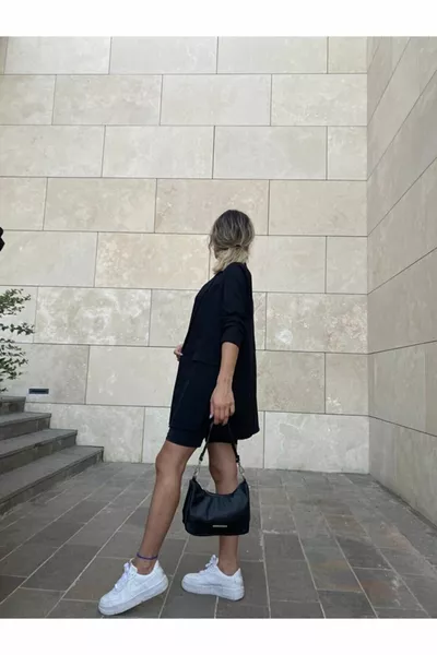 حقيبة يد وكتف من الساتان الأسود