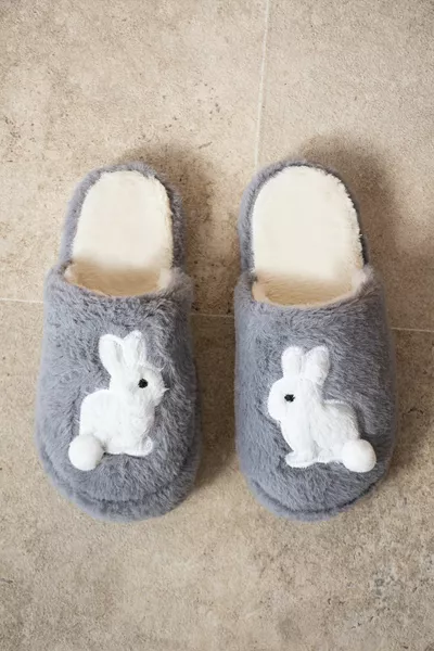 Зимние пушистые нескользящие тапочки с мягкой текстурой и вышитыми домашними тапочками из кролика