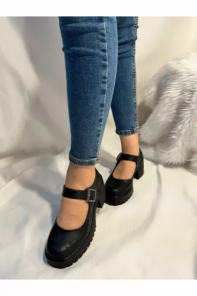 Schwarz Casual High Heels Plateau Laofer Damen Schuhe