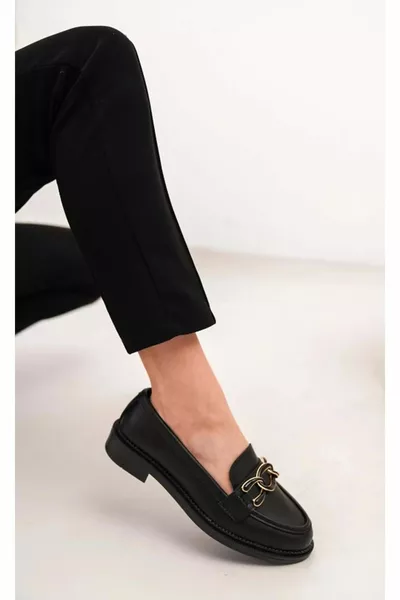 Feles Chain Катарама Детайлни дамски балетни балетки ЧЕРЕН