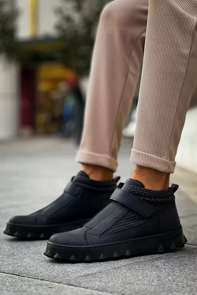 UŞKURİ Elastische Bandje Lange Topsport Heren Laarzen ZWART - CHE