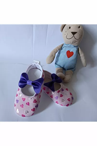 Baby Girl Heart Embroidered Booties First Step Shoes