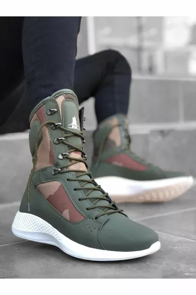 Kaki Camouflage Boxer met veters Poly Sole Unisex Sport Postlaarzen 