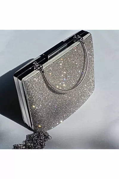 الفضة مساء اللباس حقيبة الحجر مساء حقيبة