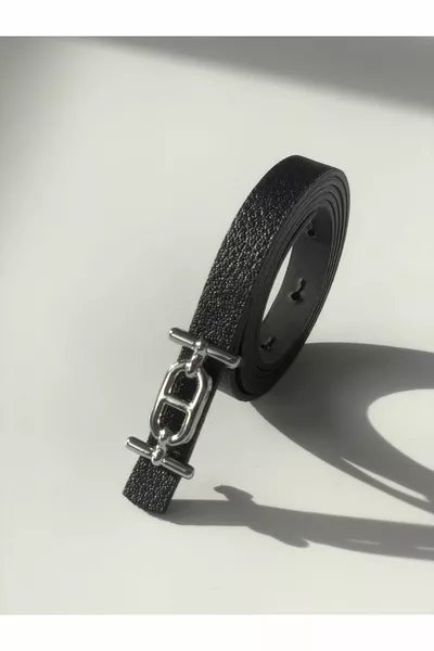 Slim women's belt with silver buckle, trouser belt, shirt belt, jacket belt