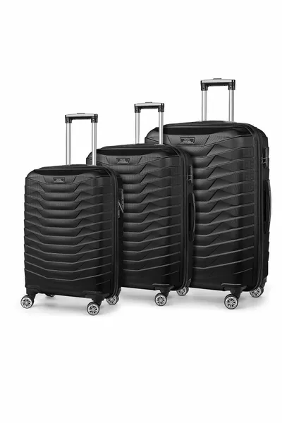 .sport. % ABS 3-teiliges schwarzes Kofferset (KABINE - MITTLERE BIS GROSSE GRÖSSE)