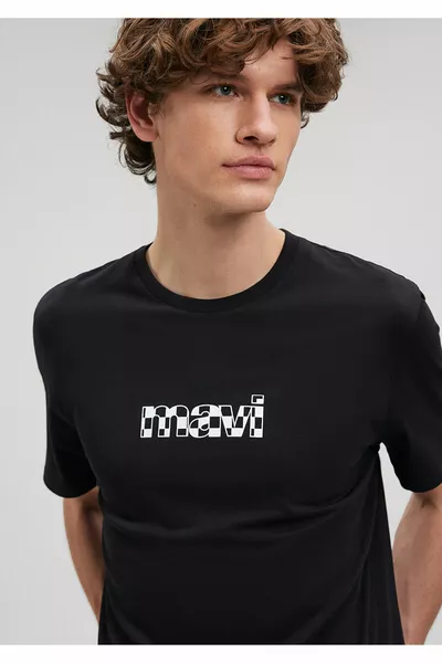 Logo Printed Black T-Shirt Regular Fit / Normal Cut 
