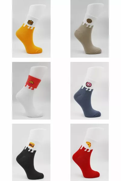 Unisex Colorful Fruit - Dining Patterned Tennis Socks 6 Pack