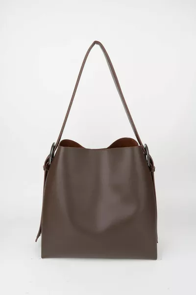 Bittere Koffie Binnensuède Zacht Leer Snap En Rits Binnencompartiment Groot Formaat Shopper Bag