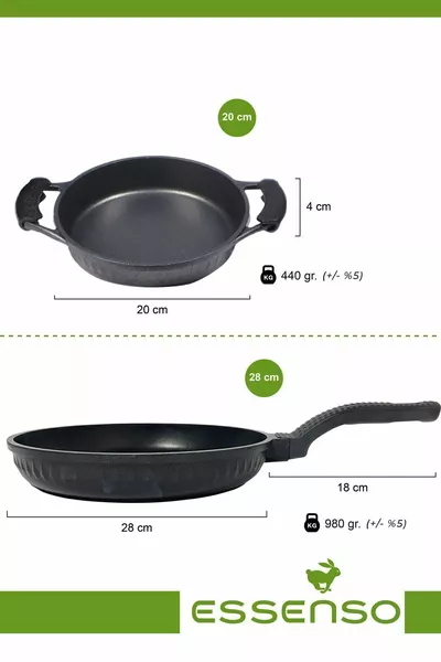 Titanium Gegoten  cm Pan en  cm Siliconen Handvat Sahan Set Zwart 