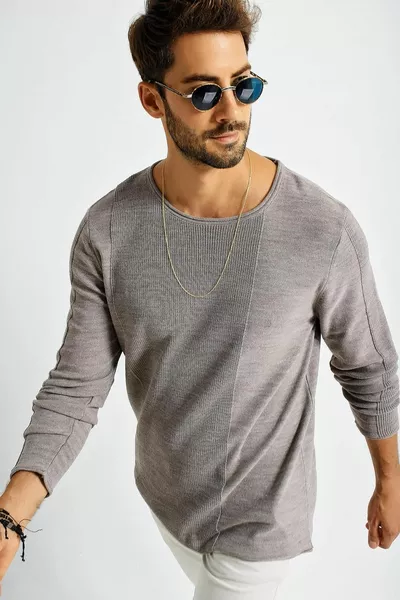 الرجال لفة طوق لوحة نمط سليم الرياضة متماسكة سترة 