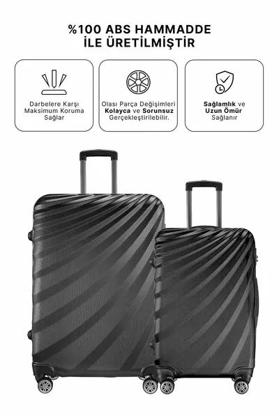  Set di valigie da 2 pezzi di grandi e medie dimensioni nere