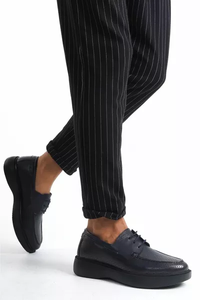 % echt leer, hoge zolen, loafer schoenen voor heren