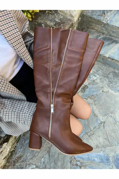 Bottes Maria à fermeture éclair ( Tan )