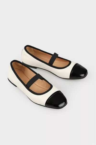 Ballerine da donna in pelle ecru