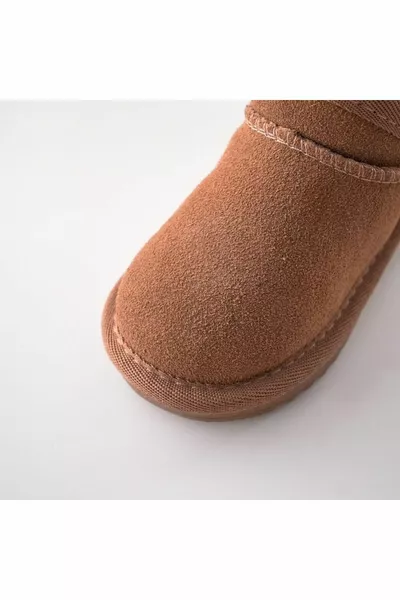 Stivali in pelliccia di lana ultra mini marrone chiaro per bambini (preferibilmente almeno 1 taglia più grande)