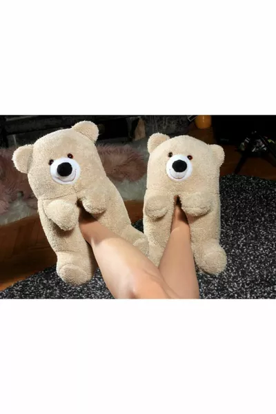 زج الدب الرقيق بنقوش أحذية منزلية باندوف