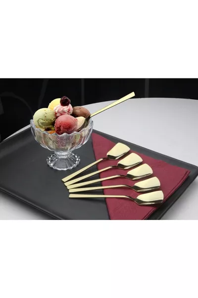Set di 6 cucchiai da gelato e dessert di lusso in acciaio inossidabile DMR life /, colore oro