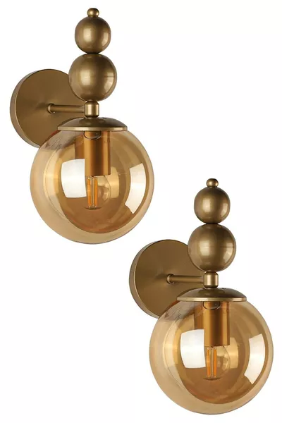 مصباح جداري لانهائي عدد 2 بزجاج عسل متقادم