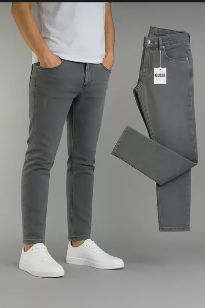 Мужские джинсы серого цвета с узким кроем, эластичные, с лайкрой