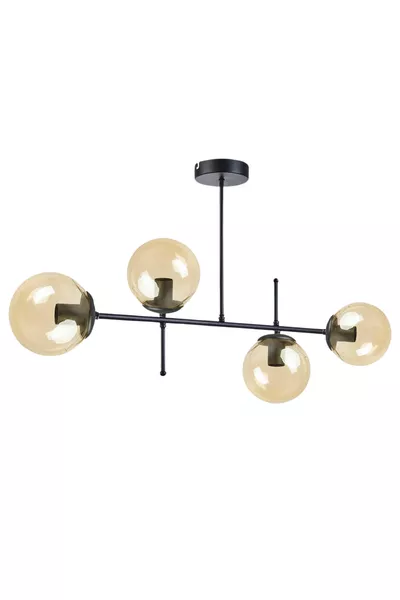 Feris Modern Design Wohnzimmer Küche Schlafzimmer Schwarze Farbe 4-flammiger Kronleuchter mit Milchglas