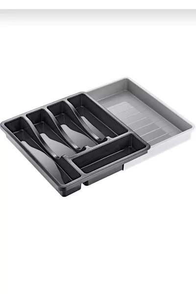 Регулируем органайзер за лъжици и чекмеджета, практичен разтегателен държач за лъжици за вътрешността на чекмеджето