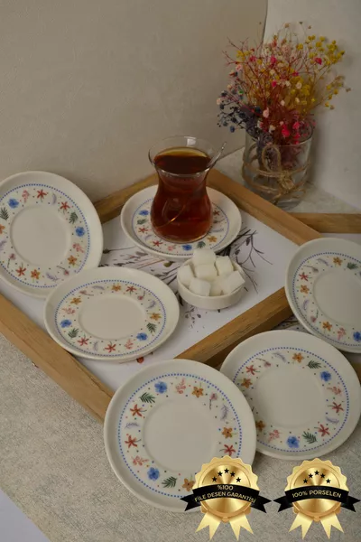 Dalya Set of 6 Porcelain Tea Saucers cm Off-White