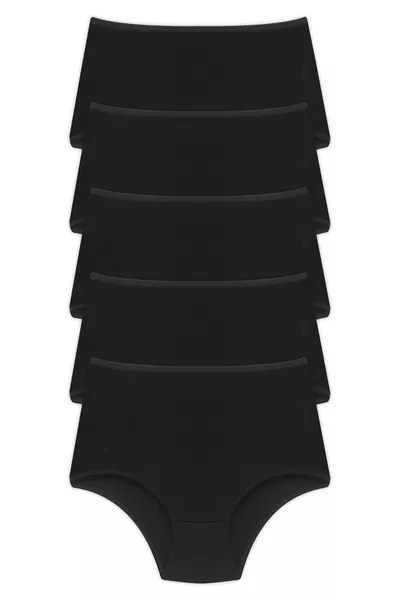 Extra Hoge Taille Dames Slip Zwart Katoen 5-pack