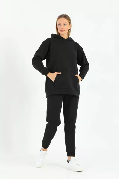 Спортивный костюм из флиса с карманом-кенгуру и 3 нитями