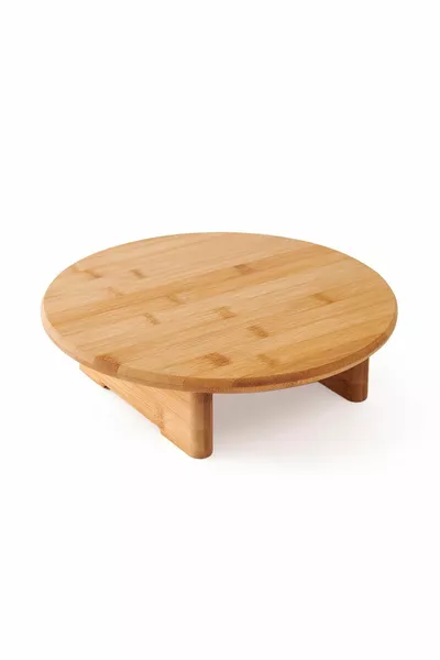 Mien Bambu Ayaklı Yuvarlak Kesme Tahtası - Bej - ,,5 cm