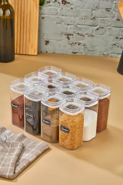 'li ml Vakumlu Kapak Baharatlık Takımı - Sızdırmaz Conta -  Adet Etiket Hediyeli