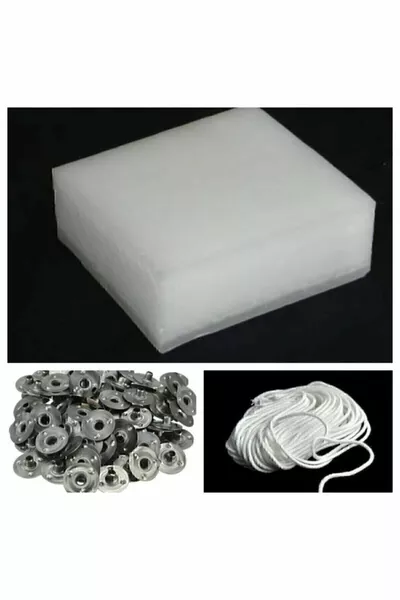 Pack Avantage Cire de paraffine-1kg- Mèche 5m- Pressions  pcs, Kit de fabrication de bougies décoratives