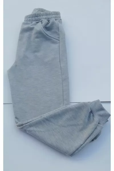 Gray Sweatpants for Girls or Boys, Winter Thick Fleece-Lined (Ages )
