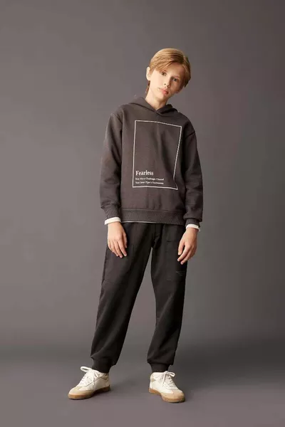 Boys' Printed Jogger Sweatpants with Elastic Waist and Cuffs, Pockets WN