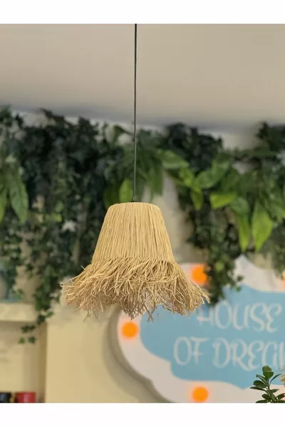 Suspension moyenne artisanale en rotin Hydra Raffia style bohème (1 pièce)