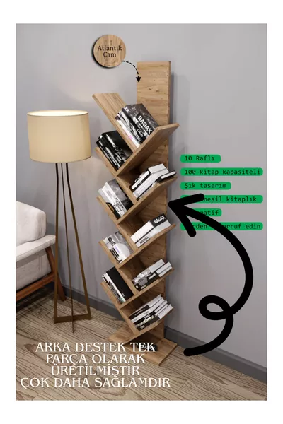 Модел Ликия, цвят бор, декоративен рафт за книги