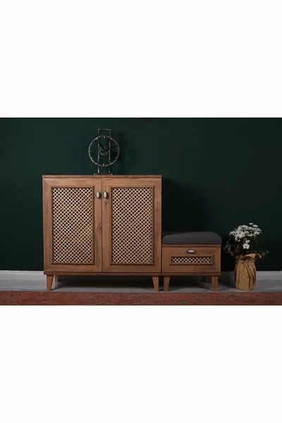 2-Door Shoe Cabinet with Padded Bench Shoe Cabinet with Padded Dresser