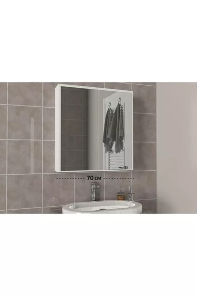 خزانة حمام متعددة الاستخدامات بمرايا  اللون أبيض لامع