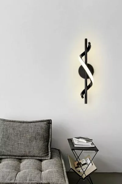 Zwarte wandlamp met LED (NIET OP BATTERIJ)