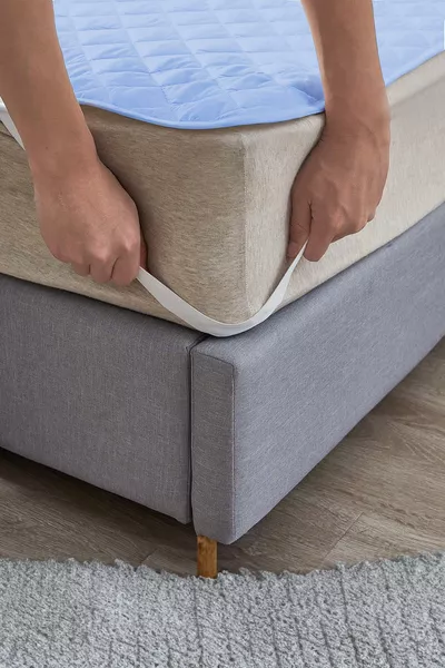 Eco Serie Lichtblauwe Vloeistofdichte Gewatteerde Matrasbeschermer Laken Matrasbeschermer