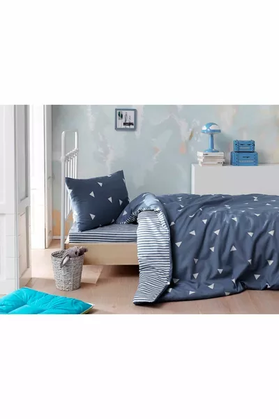 Комплект постельного белья для одного человека, легко гладится, треугольник, светло-голубой