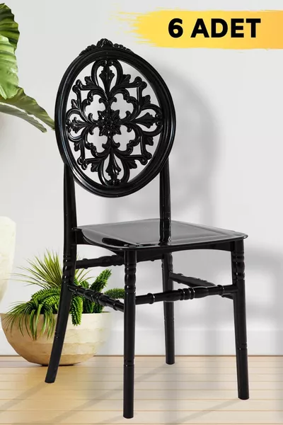 6 Venus Black Chairs / Balcony-Garden-Kitchen