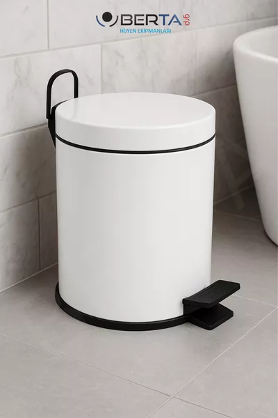 Метален кош с бяла педал 3 л, от неръждаема стомана с вътрешен контейнер, за баня, тоалетна, кухня, балкон, офис