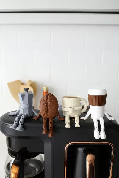 Decorative Figurine Set – Moka Pot, Coffee Bean, Cup & Thermos | Cute Mini Figurine 4-Piece Set labubu