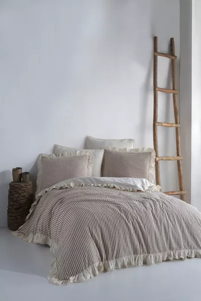 Soil % Katoen Dubbel Dekbedovertrekset met Ruffle engeverfd Draad *