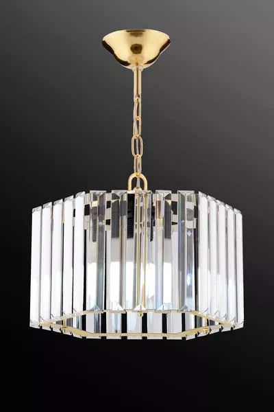 Hexagonal Crystal Stone Pendant Gold Chandelier for Living Room, Kitchen, Hall, Bedroom