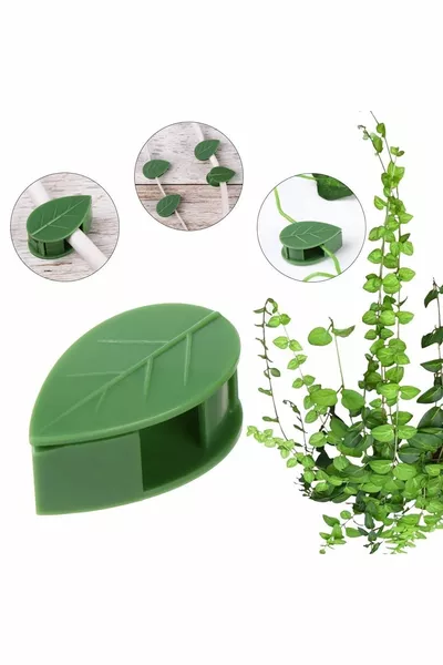 Кабелни клипове с дизайн на листа Lu, регулируеми за растения и лози, с лепило