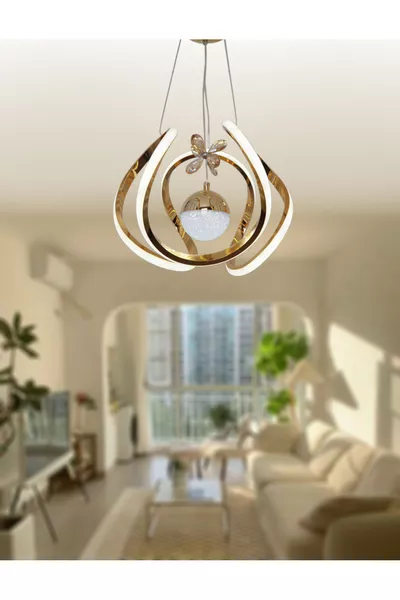 -TPL-SR TT Lighting Arc Model Yellow Coating Single Cluster 3-Color Module LED Chandelier