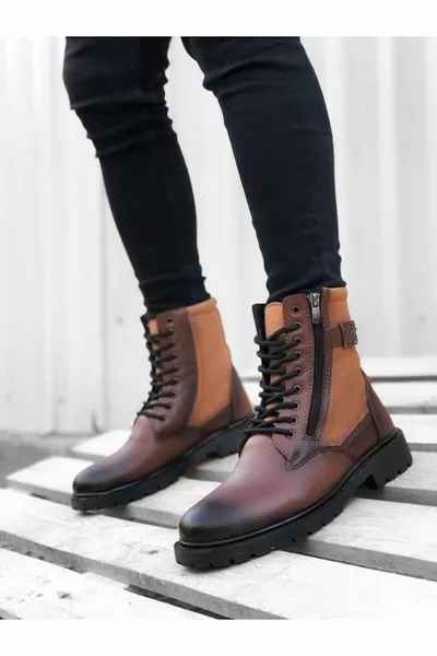 Boucle latérale zippée Tan Bottes postales classiques de sport pour hommes